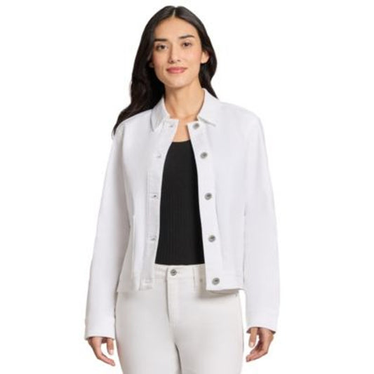 Jones New York Women's Patch Pocket Denim Jacket in Soft White