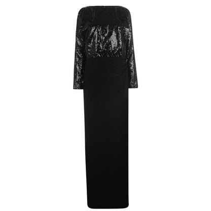 Ralph Lauren Black Sequined Jersey Gown, “Perina”, NWT