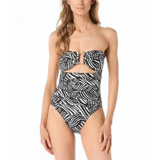 Michael Kors Women's Bandeau One-Piece Swimsuit In Black White