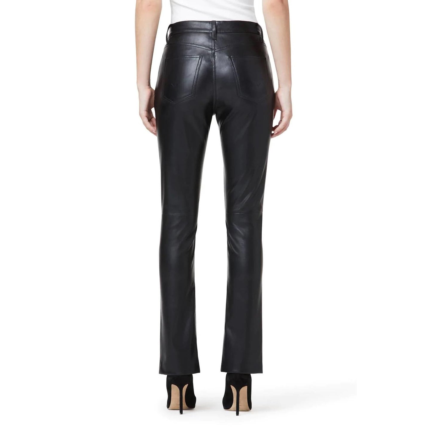 Hudson Barbara High Waist Straight Pant In Black Beauty Faux Leather, Size 28