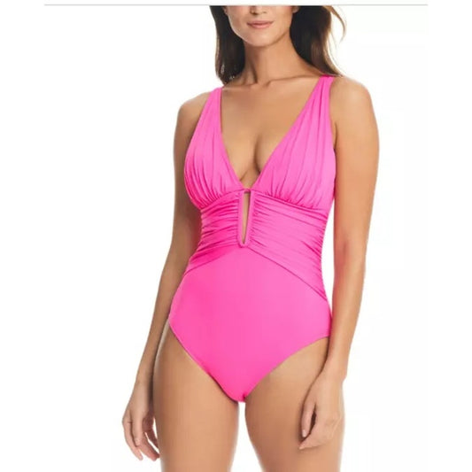 Bleu by Rod Beattie Ruched One-Piece Swimsuit In Pink Bling