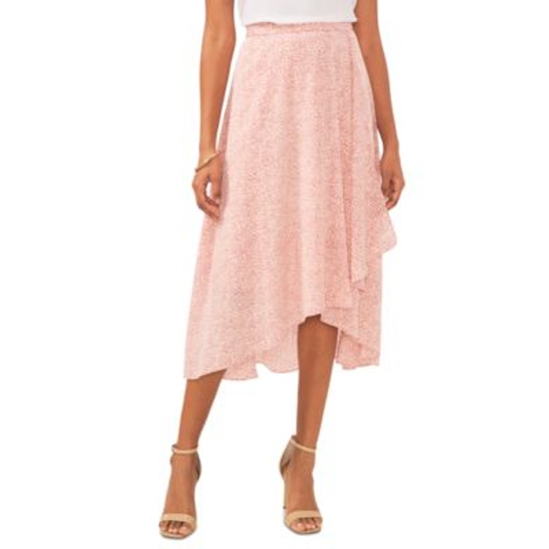 Vince Camuto Women's High-Low Crossover-Hem Skirt in Pink Orchid