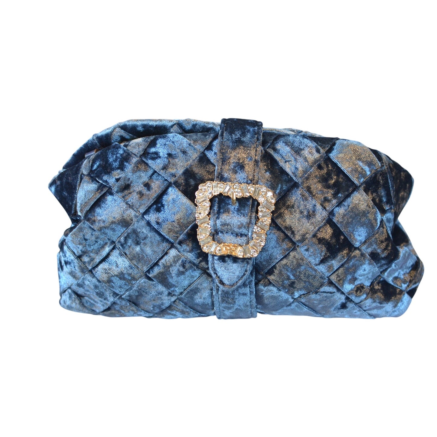 Sam Edelman "Brit" Frame Velvet Clutch in Jewel Blue