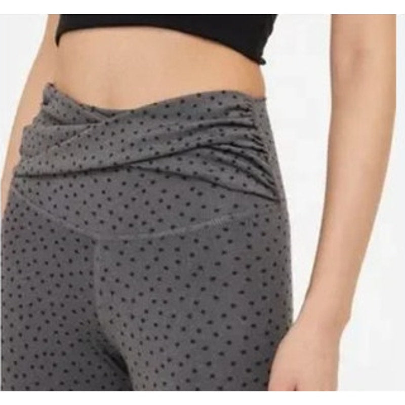 NIKE Dark Gray & Black Polka Dot Leggings, High Waisted, Layered Waistband, NWT!