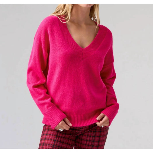 Sanctuary Women's Easy Breezy V-Neck Pullover Sweater In Flash Pink