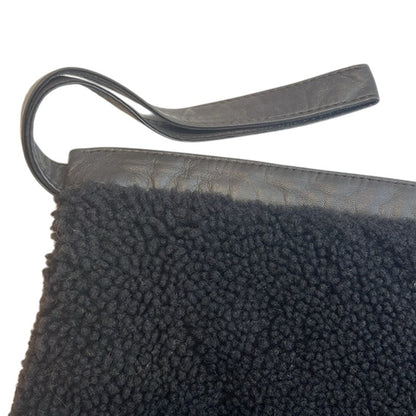 VIAVENETO "Delilah" Curly Shearling Wristlet In Dark Chocolate Brown