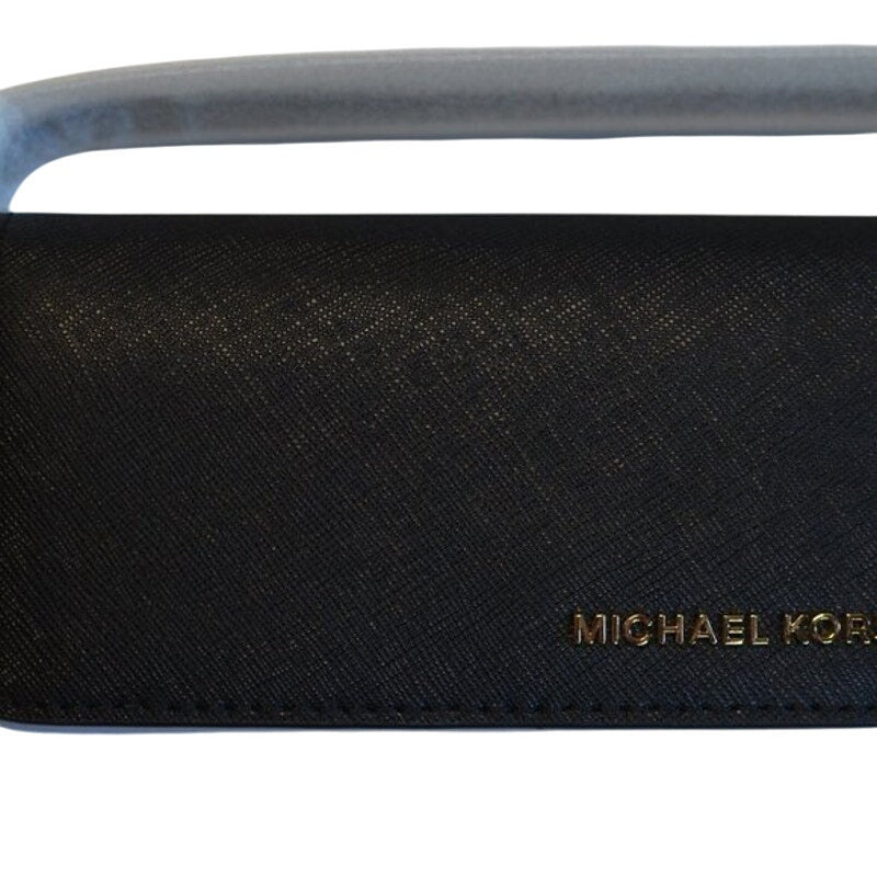 Michael Kors Jet Set Medium Saffiano Leather Convertible Wallet Chain Bag, Black