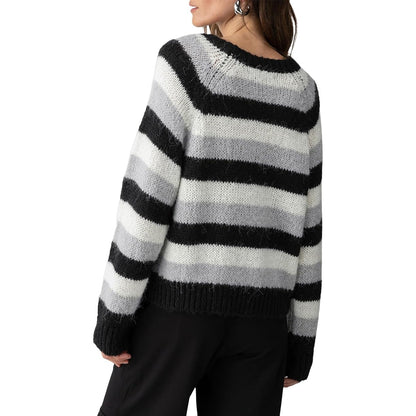 Sanctuary Women's "Picture This" Striped Sweater in Ash Gray Stripe Print, Large