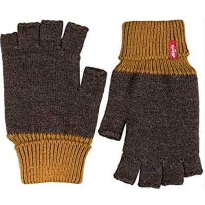 Levi's Superior Warmth Brown Knit Beanie & Fingerless Gloves, OSFM