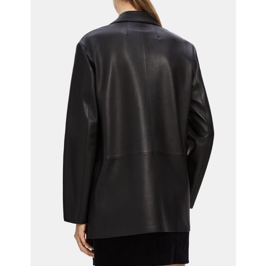 Theory Ladies Relaxed Blazer in Leather Black, Size Small