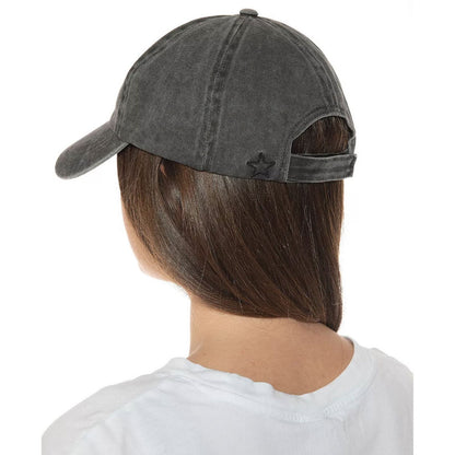 Jenni Washed Baseball Hat In Denim Black