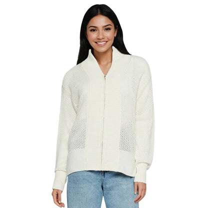 Three Dots Women's Priscilla Knit Jacket in Swizzle Sugar White