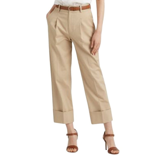 Lauren Ralph Lauren Women's Double-Faced Stretch Cotton Ankle Pants in Birch Tan