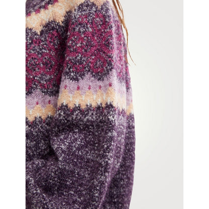 FREE PEOPLE Festive Frost Intarsia Sweater in Blackberry Wine Combo