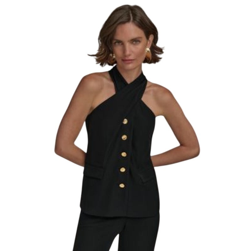 Donna Karan New York Women's Halter Vest in Black