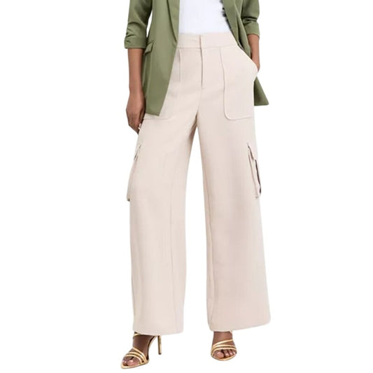 INC International Concepts Women's Straight-Leg Cargo Pants in Natural Sand