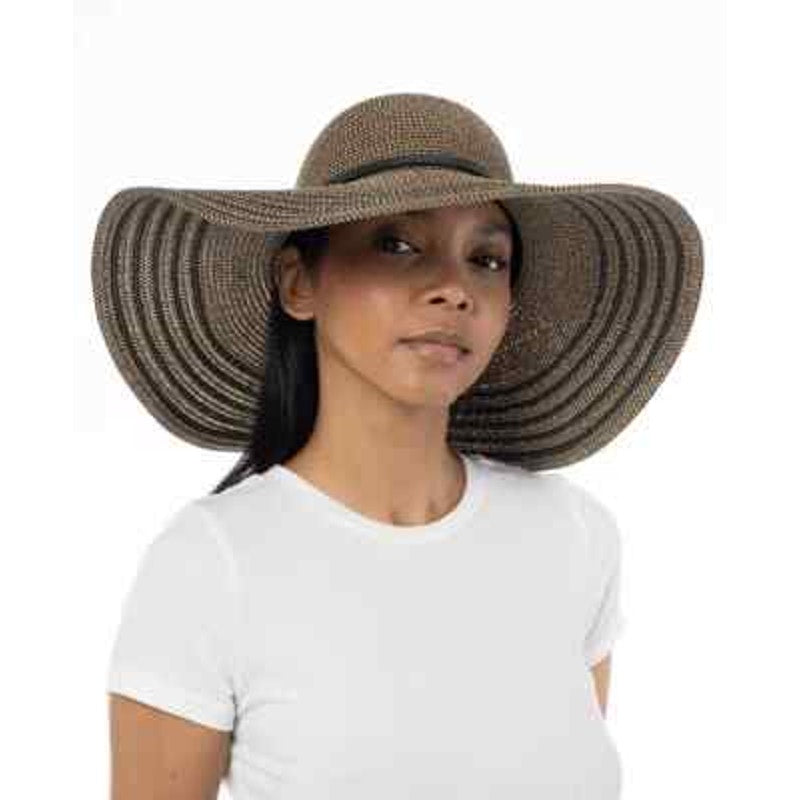 I.N.C. International Concepts Women's Striped Floppy Hat in Natural Tan & Black