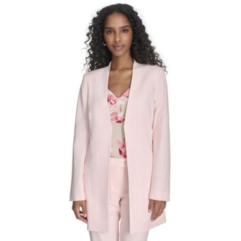 Calvin Klein Women's Open-Front Long-Sleeve Blazer Jacket in Parfait Pink