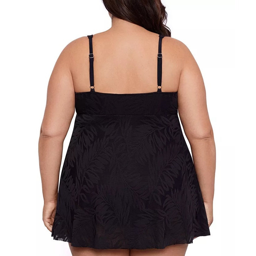 Swim Solutions Women's Tummy-Control Flyaway Swimdress In Black