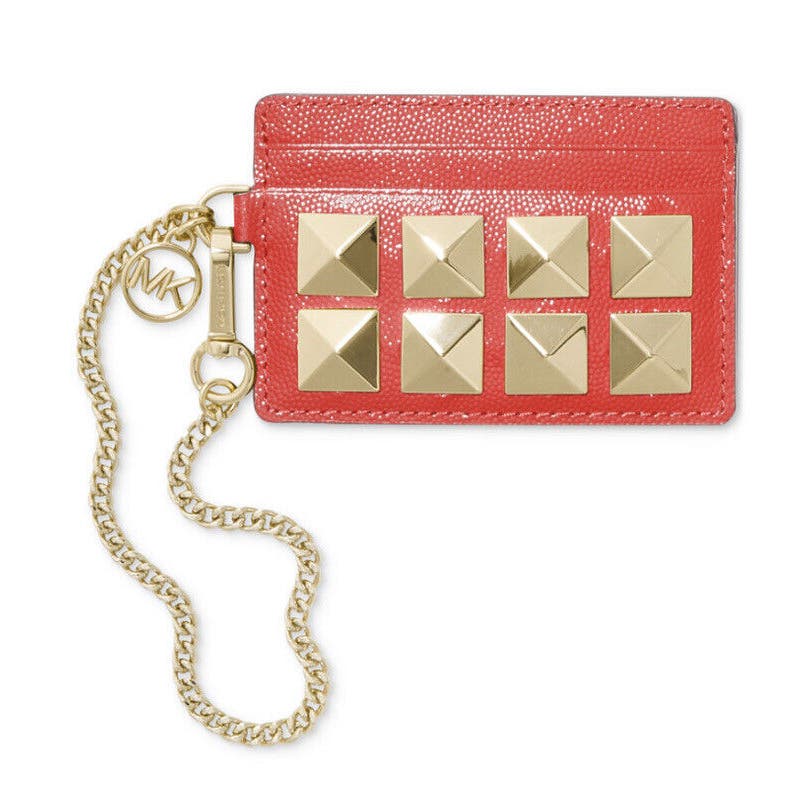 MICHAEL KORS Jet Set Charm Small Chain ID Card Case, Red & Gold