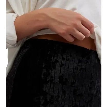 Free People Star Sign Ribbed Wide Leg Velvet Pants in Black