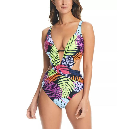 Bar III Women's Palm Prowl Cross-Front Monokini In Multicolor