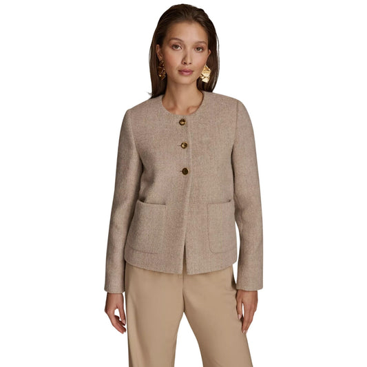 Donna Karan New York Women's Wool Blend Jacket in Beige Melange