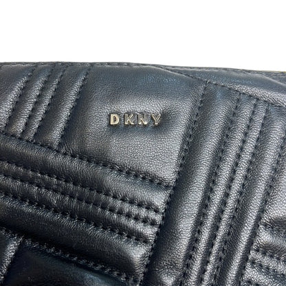 DKNY Quilted Black Leather Bucket Bag, Crossbody Strap, Gold Hardware