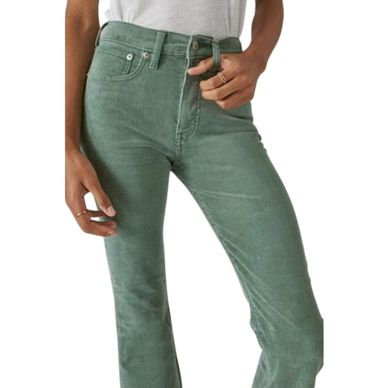 Lucky Brand Ladies High Rise "Stevie" Flare Jeans in Sage Green Corduroy