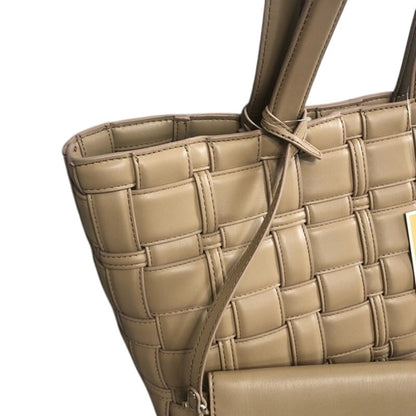 Michael Kors Camel “Ivy” Woven Tote Bag, Vegan Faux Leather, NWT