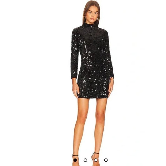 Sanctuary All Night Long Sequined Dress In Black, Size Medium