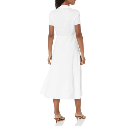 Theory Downing Cotton Short-Sleeve Midi Shirtdress