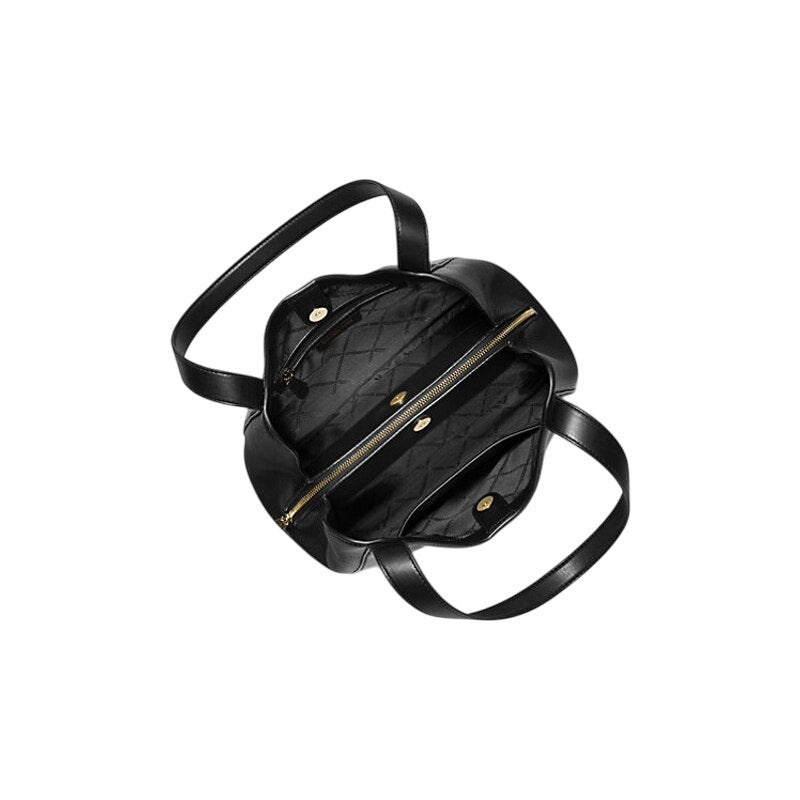 MICHAEL KORS Black "Rosemary" Large Pebbled Leather Shoulder Bag, Gold Hardware