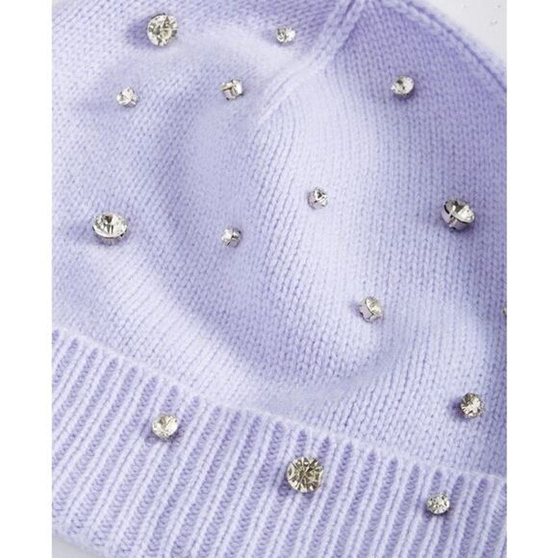 Charter Club 100% Cashmere Embellished Cuffed Beanie in Fresh Orchid Purple