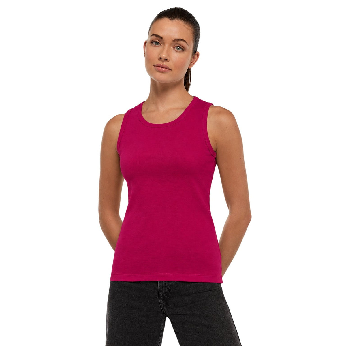 Three Dots Women's Crewneck Tank Top in Cerise Pink