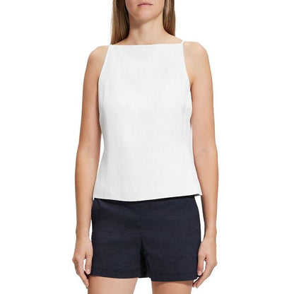 Theory Square Neck Tank Top in Precision Ponte White