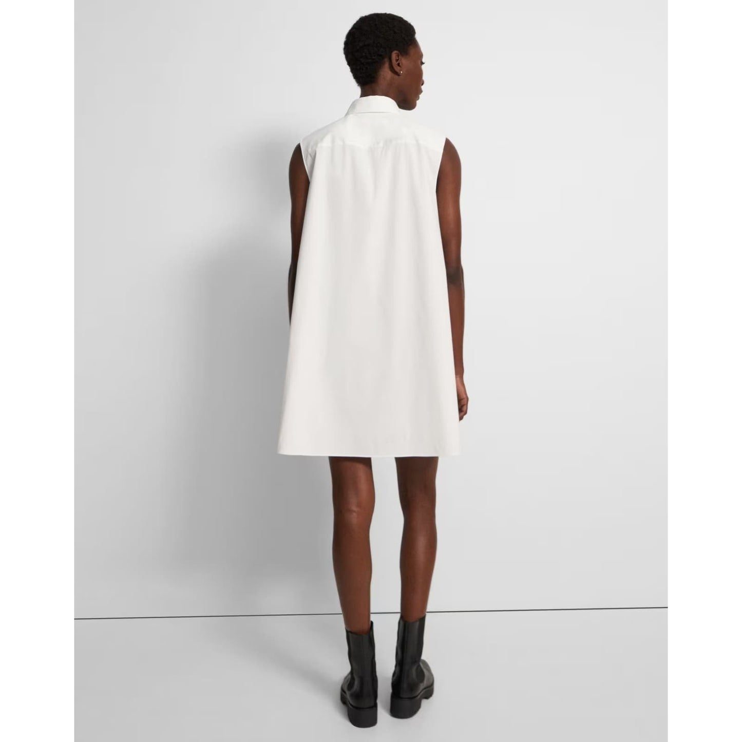 Theory Sleeveless Bib Tunic Dress White Luxe, Size Small