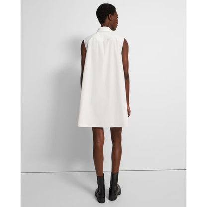 Theory Sleeveless Bib Tunic Dress White Luxe