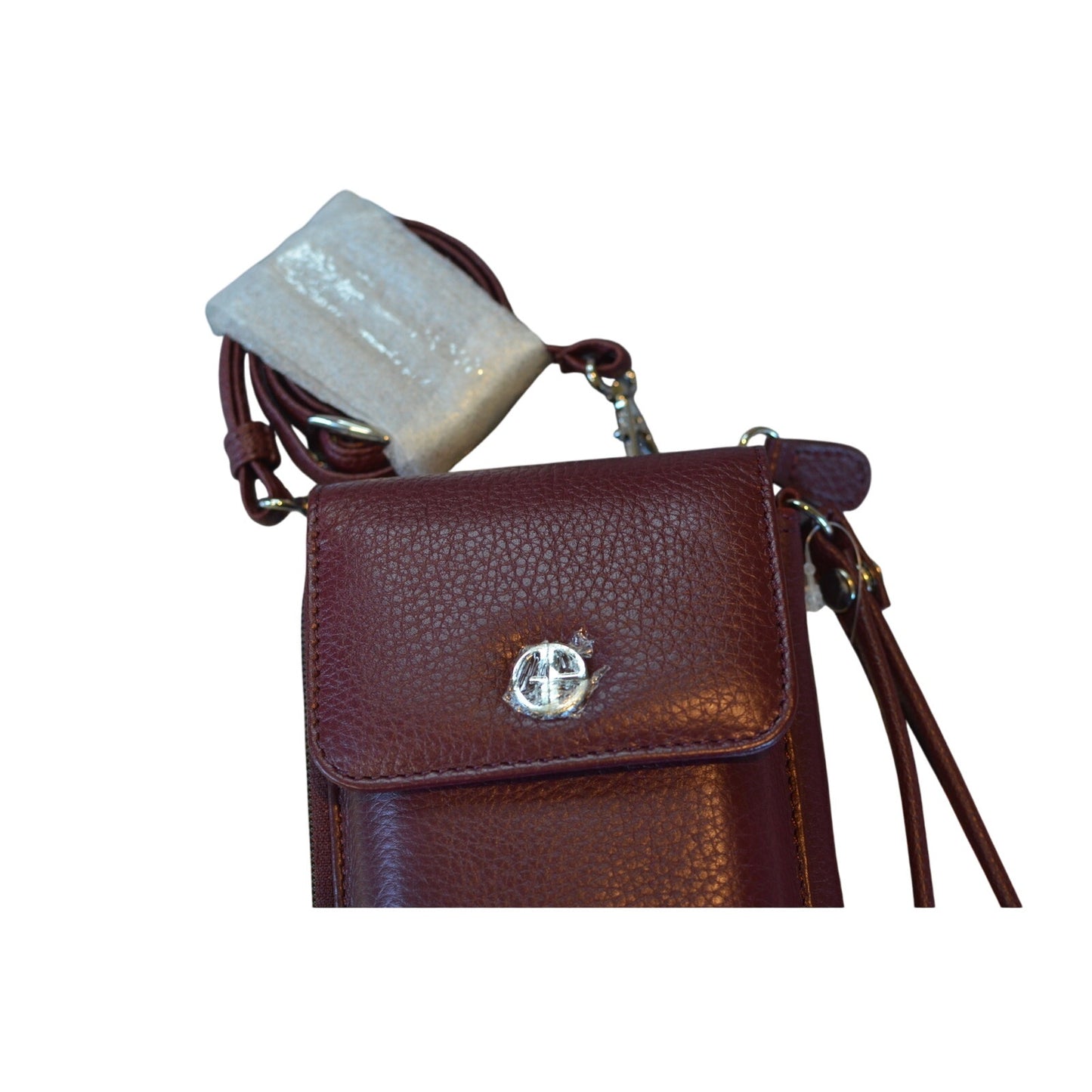 Giani Bernini Softy Leather Tech Crossbody Bag Wallet in Wine Red
