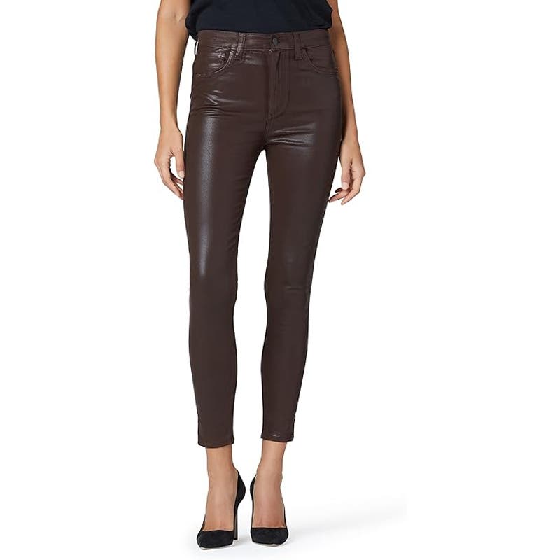 JOE'S JEANS THE CHARLIE HIGH RISE SKINNY ANKLE COATED DARK COCO BEAN