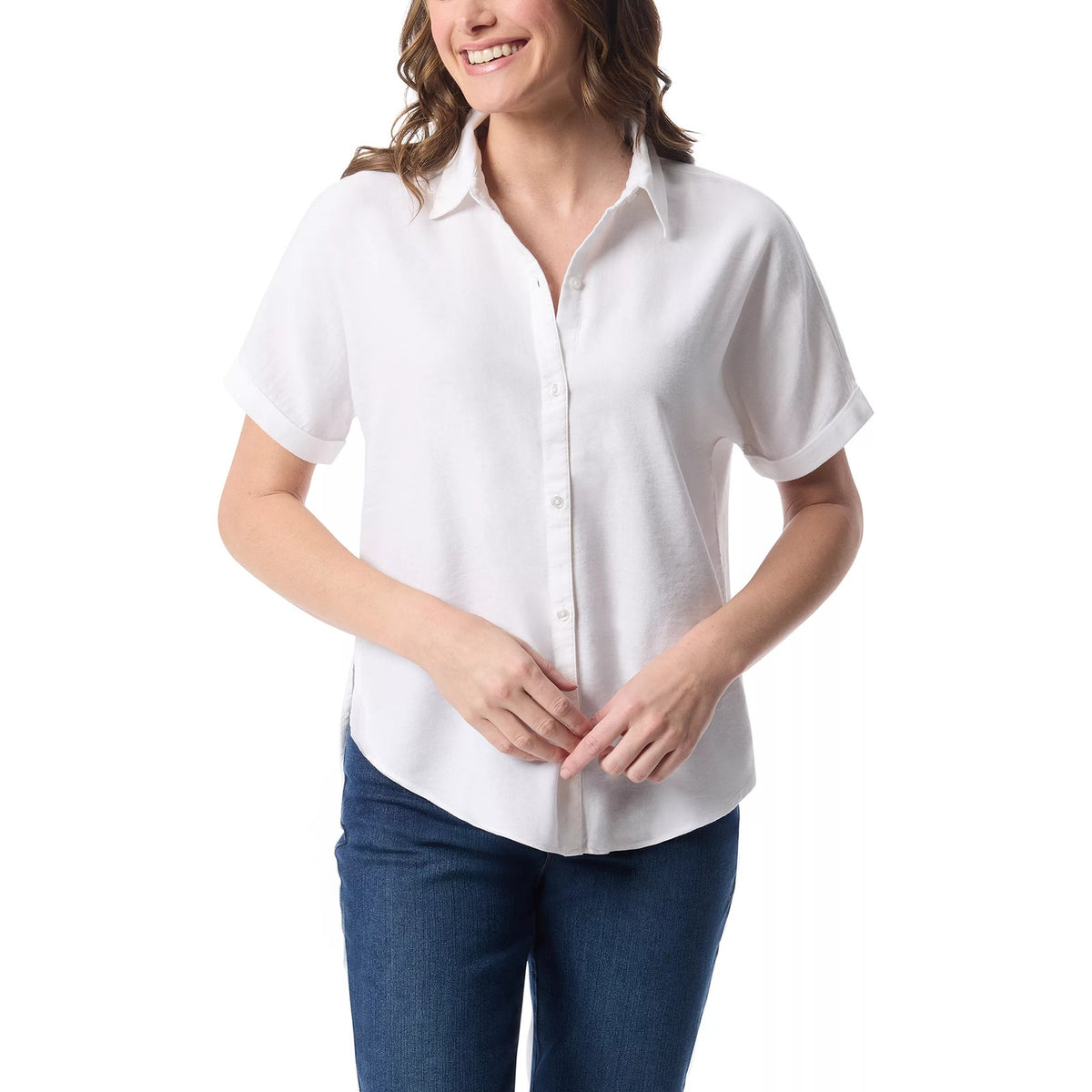 Gloria Vanderbilt Women's Daisy Collared Top in White