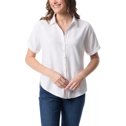 Gloria Vanderbilt Women's Daisy Collared Top in White