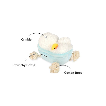 P.L.A.Y. Rub-a-Dub Tub Plush Dog Toy Blue White/Yellow Duck  Plush, 2 Pack