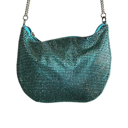 AQUA Ellie2 Crystal Mesh Shoulder Bag Aqua Blue