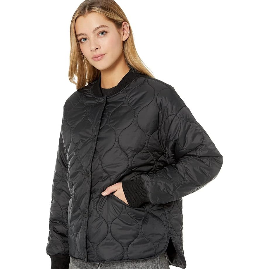 Sanctuary Vancouver Quilted Bomber Jacket In Black Noir