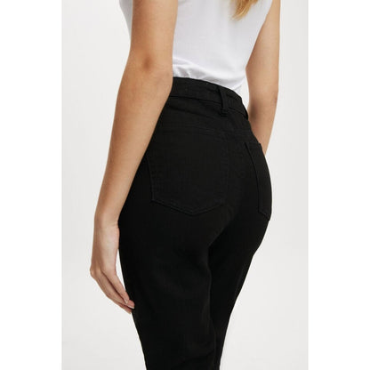 COTTON ON Juniors Stretch Mom Jeans in Black