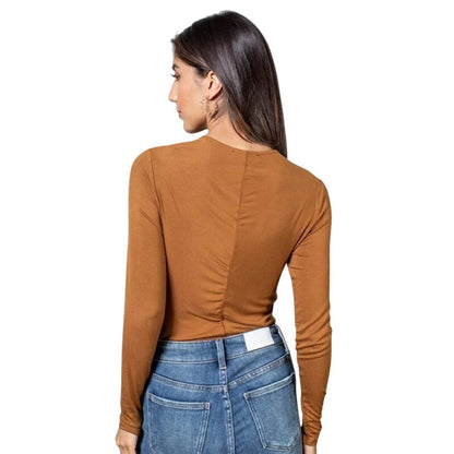 Sanctuary Women's Long Sleeve Ruched Top In Spice, Size XL