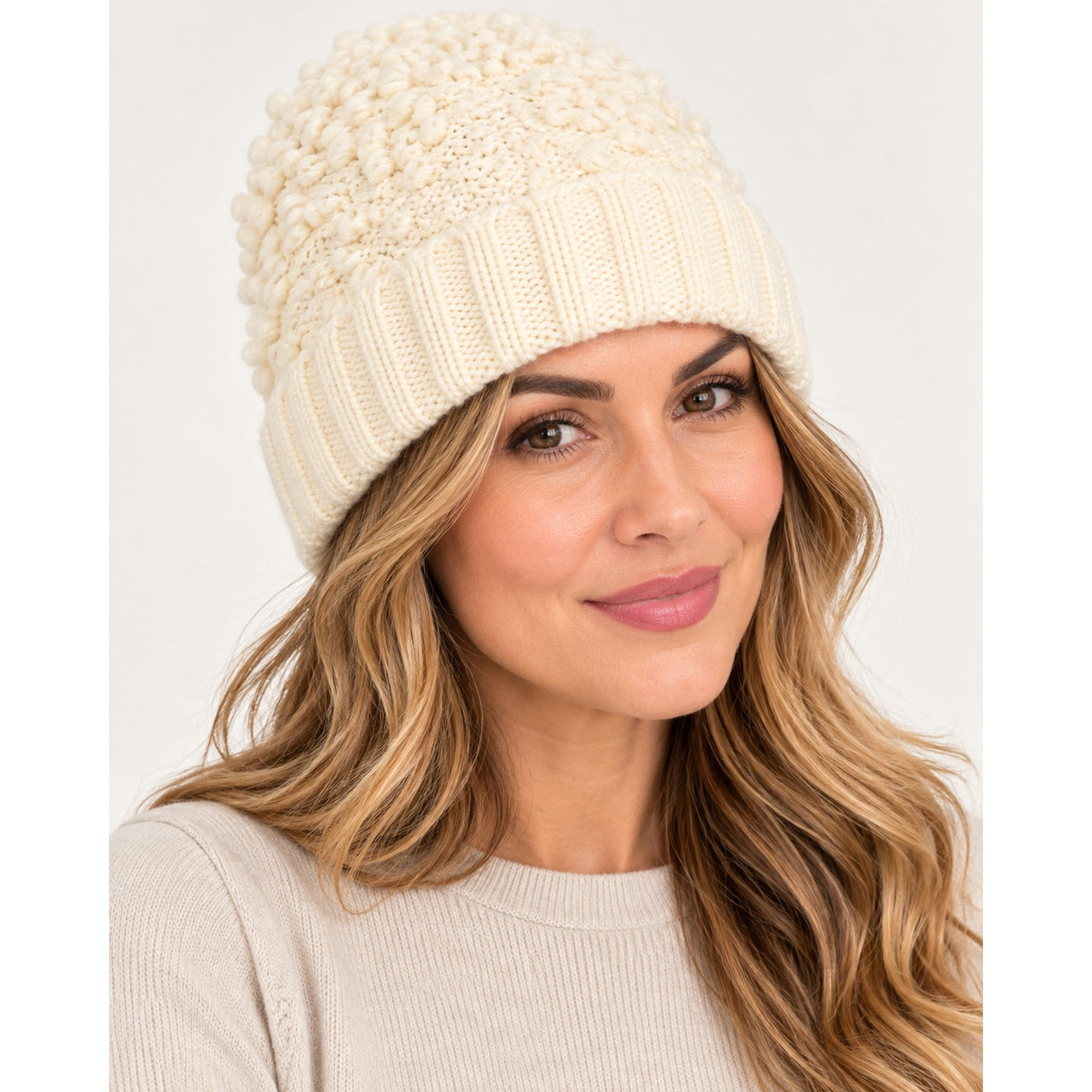 Kyi Kyi Women's Knit Beanie Hat In Ivory