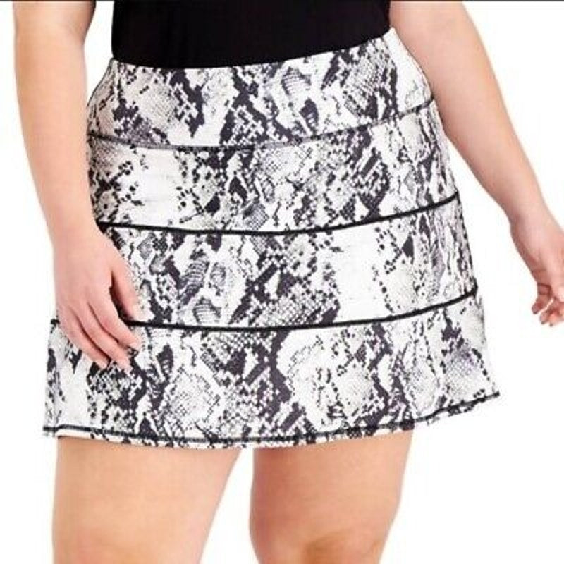 Ideology Black & White Snakeskin Print Tennis Skirt, Built-In Shorts, Size 2X!