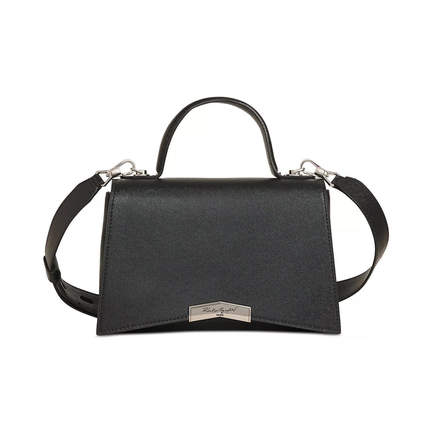 KARL LAGERFELD PARIS Tropez Small Leather Satchel in Black